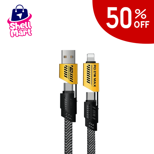 4-in-1 Fast Charging Cable – C to C, C to iPhone, A to iPhone, A to C