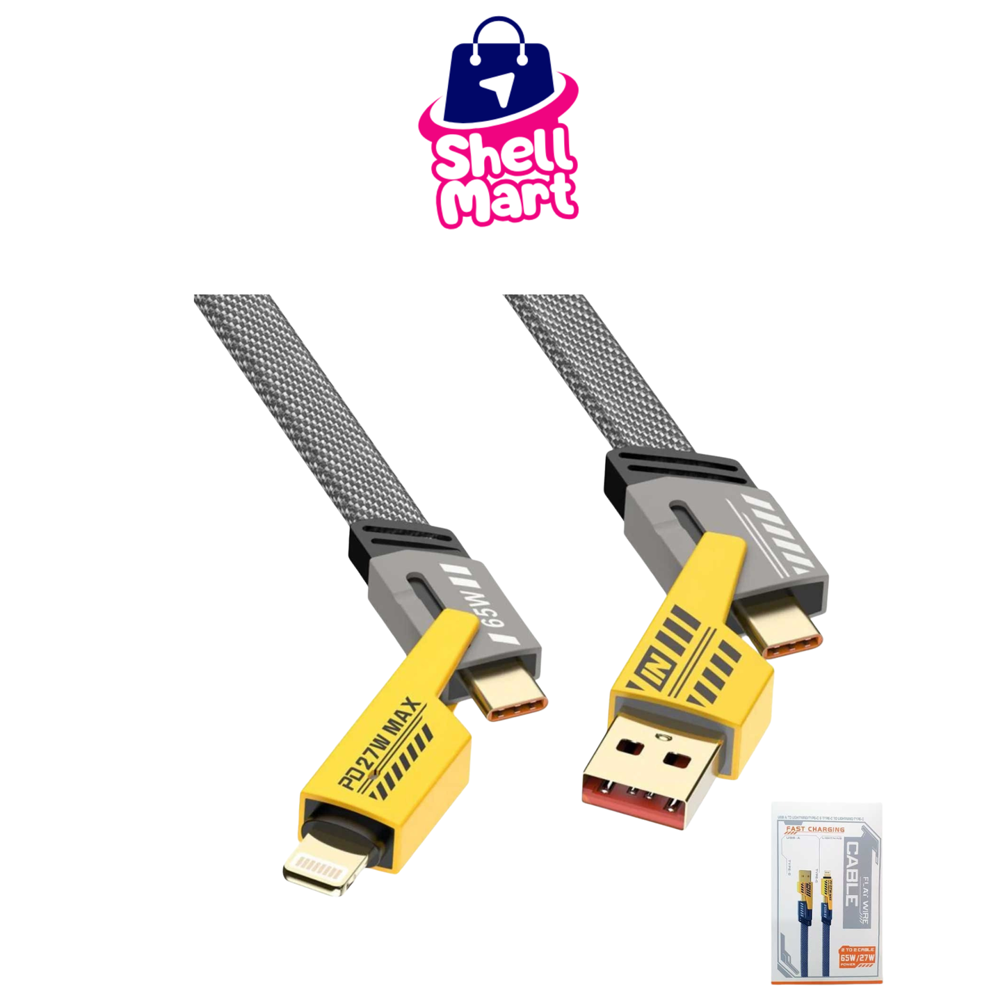 4-in-1 Fast Charging Cable – C to C, C to iPhone, A to iPhone, A to C