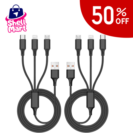 3-in-1 Fast Charging Cable – Type-C, iPhone & Micro USB