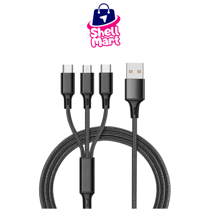3-in-1 Fast Charging Cable – Type-C, iPhone & Micro USB