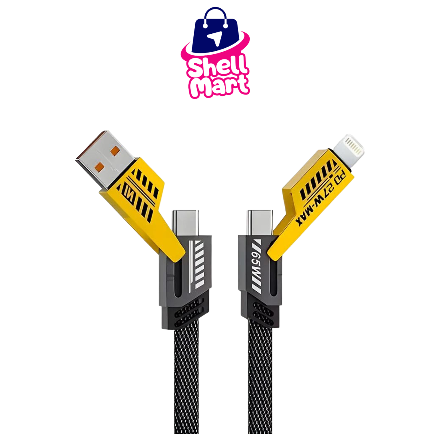 4-in-1 Fast Charging Cable – C to C, C to iPhone, A to iPhone, A to C