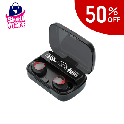 M10 Wireless TWS Bluetooth Earbuds – LED Display, Touch Control & Long Battery
